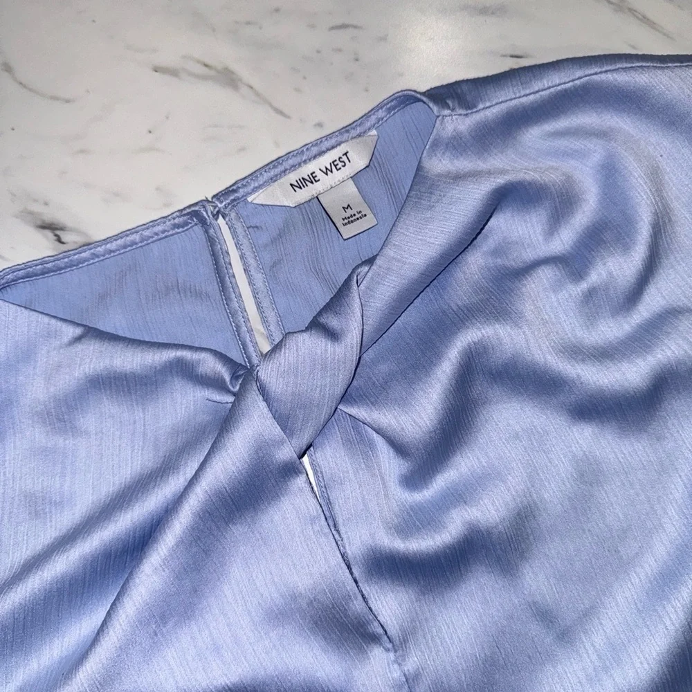 Nine West Light Blue Satin Top - Picture 6 of 10